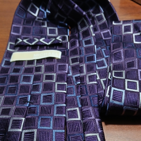 MICHAEL Michael Kors Purple and Blue Square Pattern Tie - Picture 4 of 9